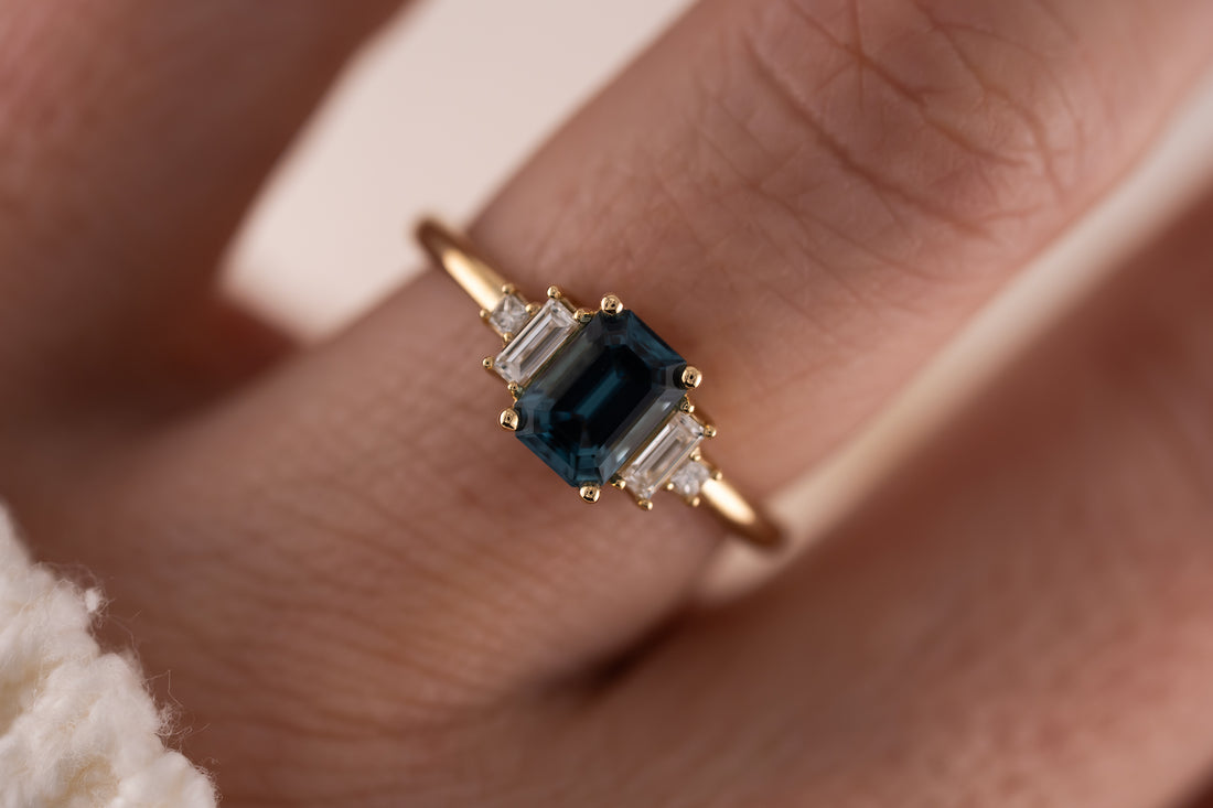The Mira Ring | 0.99 CT Emerald Cut Indicolite Tourmaline - Lavender Creek Gems 
