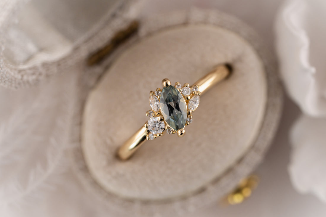 The Cosma Ring | 0.45 CT Marquise Montana Sapphire - Lavender Creek Gems
