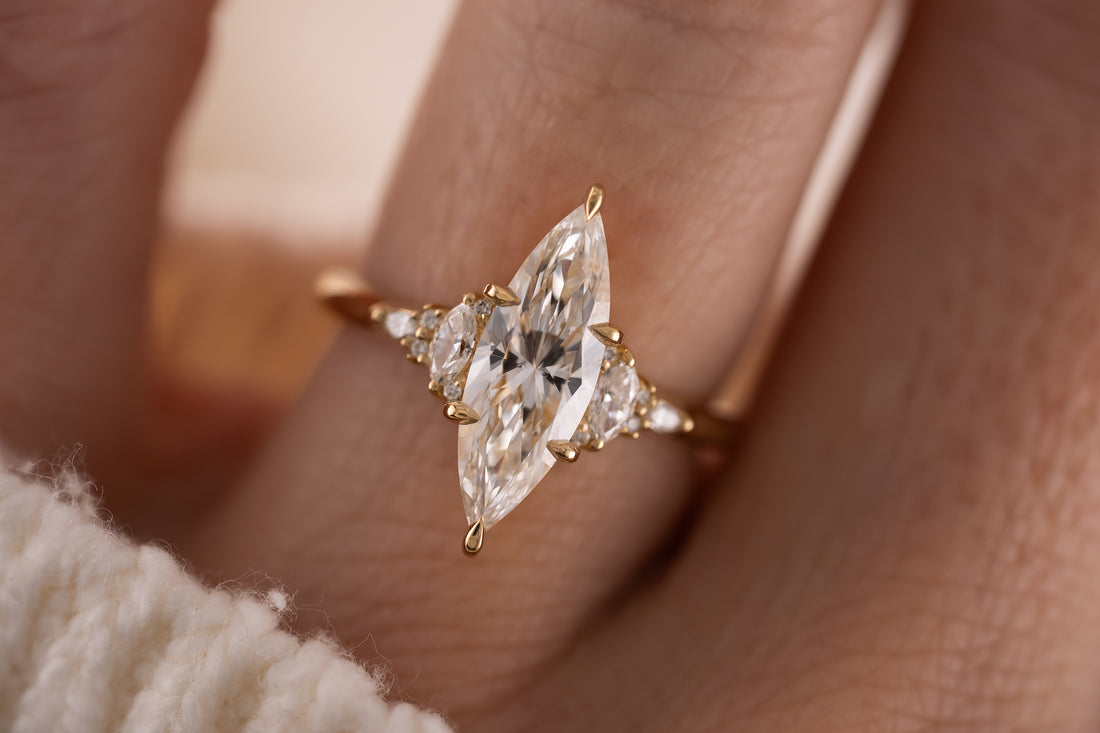 The Low Maeve Ring | 1.7 CT Elongated Marquise Diamond - Lavender Creek Gems 