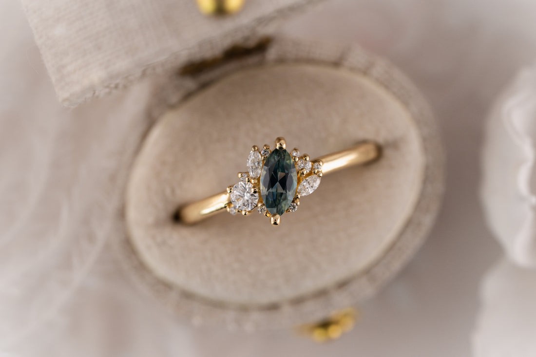 The Cosma Ring | 0.38 CT Marquise Montana Sapphire - Lavender Creek Gems