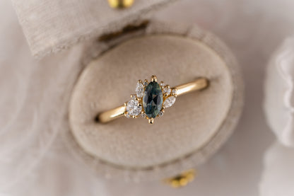 The Cosma Ring | 0.38 CT Marquise Montana Sapphire