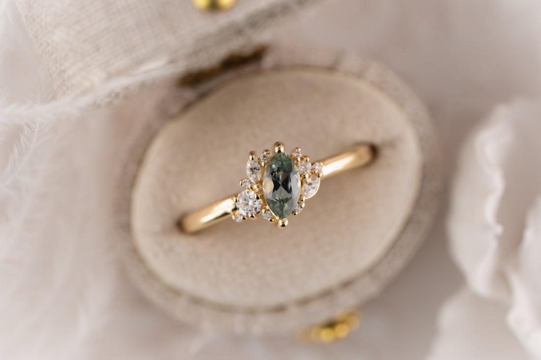 The Cosma Ring | 0.41 CT Marquise Montana Sapphire