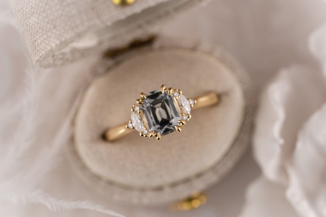 The Maren Ring | 1.87 CT Cushion Light Green Sapphire - Lavender Creek Gems