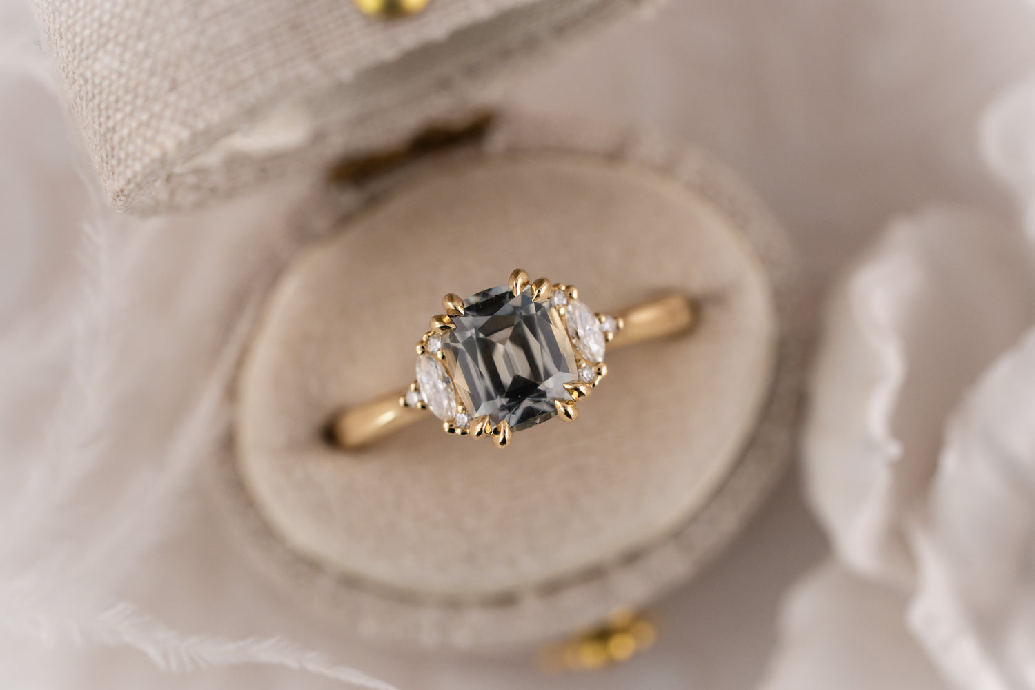 The Maren Ring | 1.87 CT Cushion Light Green Sapphire