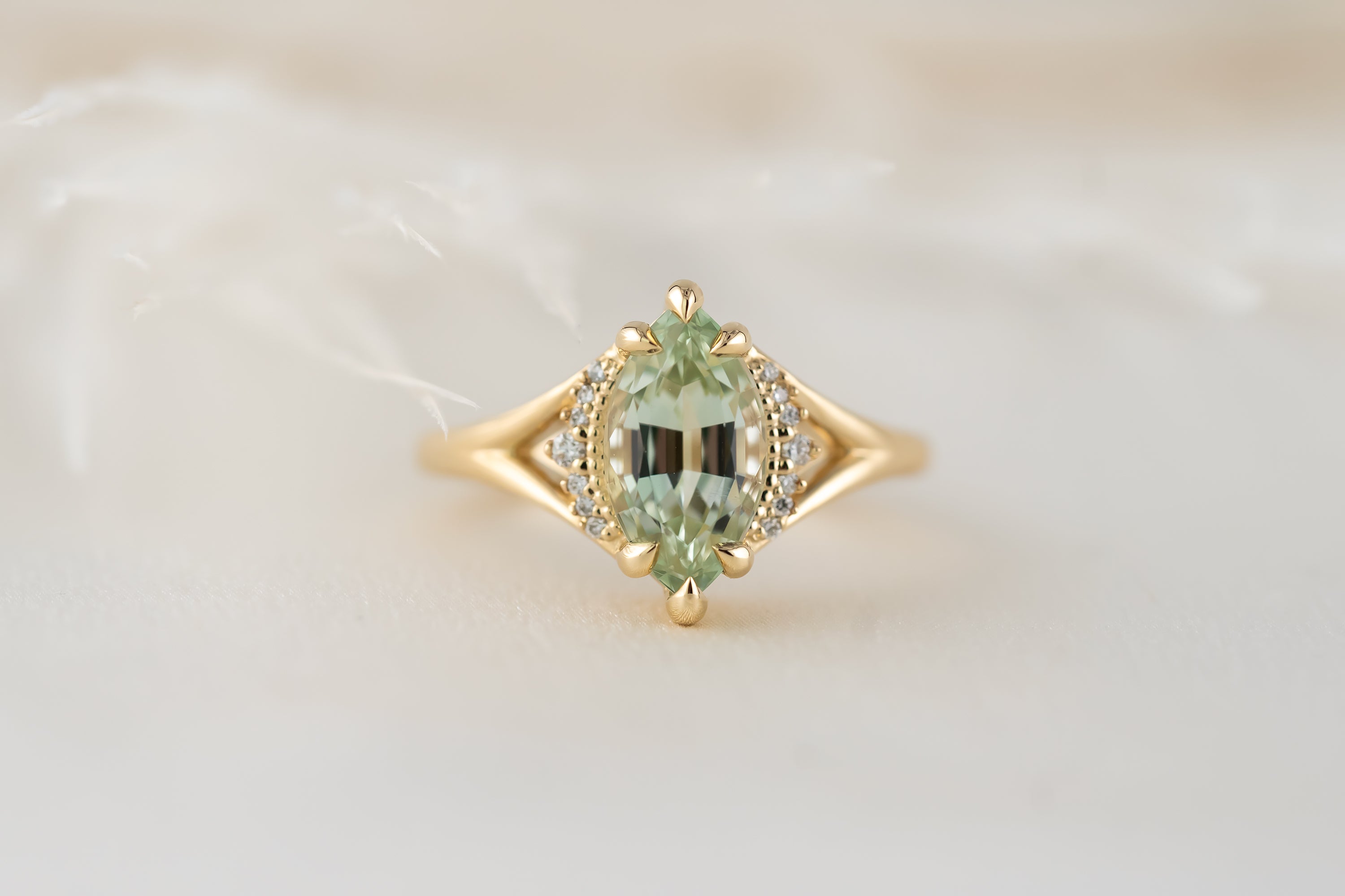 The Serendipity Ring | 2.18 CT Marquise Mint Green Tourmaline - Lavender Creek Gems 
