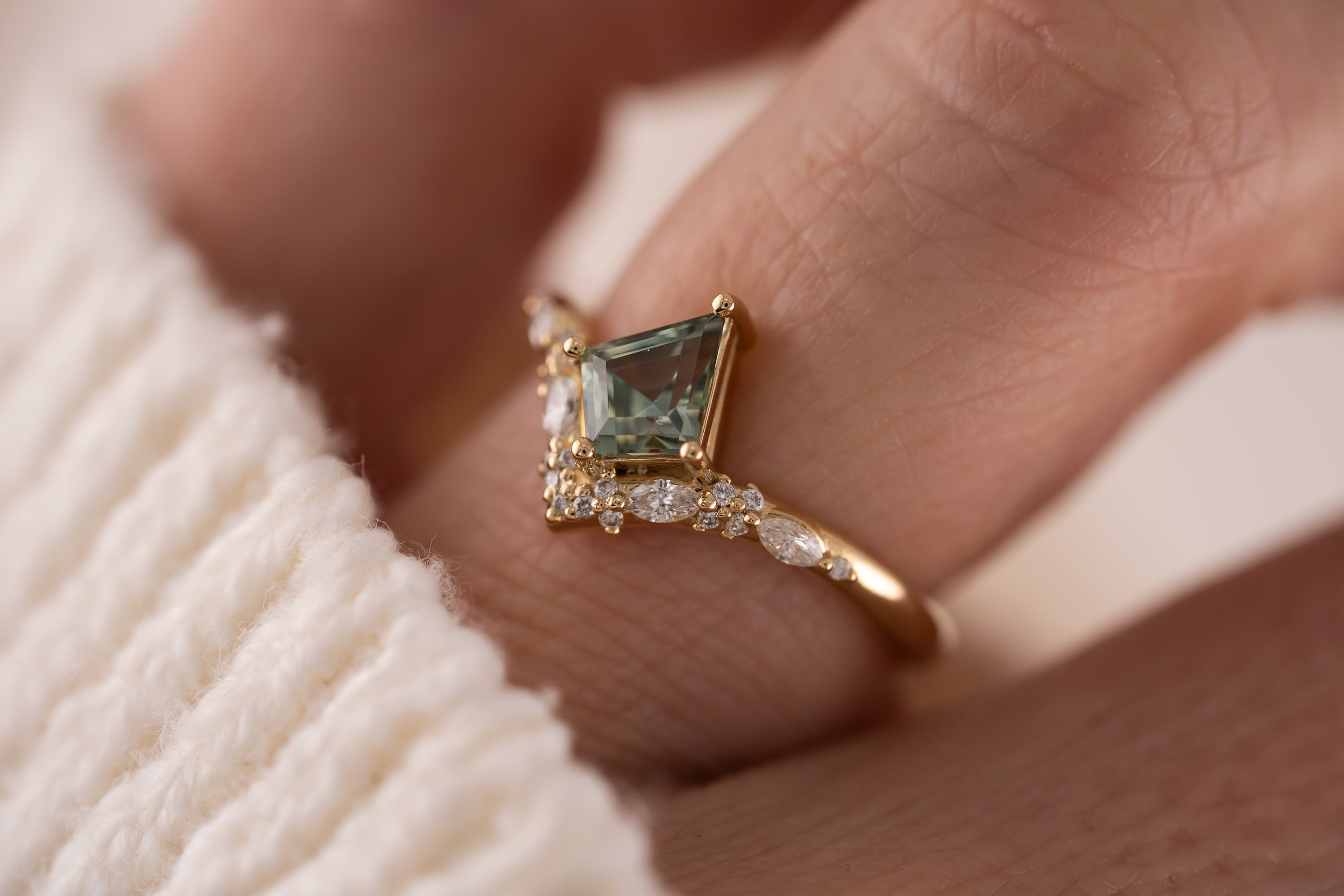 The Oracle Ring | 0.8 CT Kite Teal Sapphire - Lavender Creek Gems 