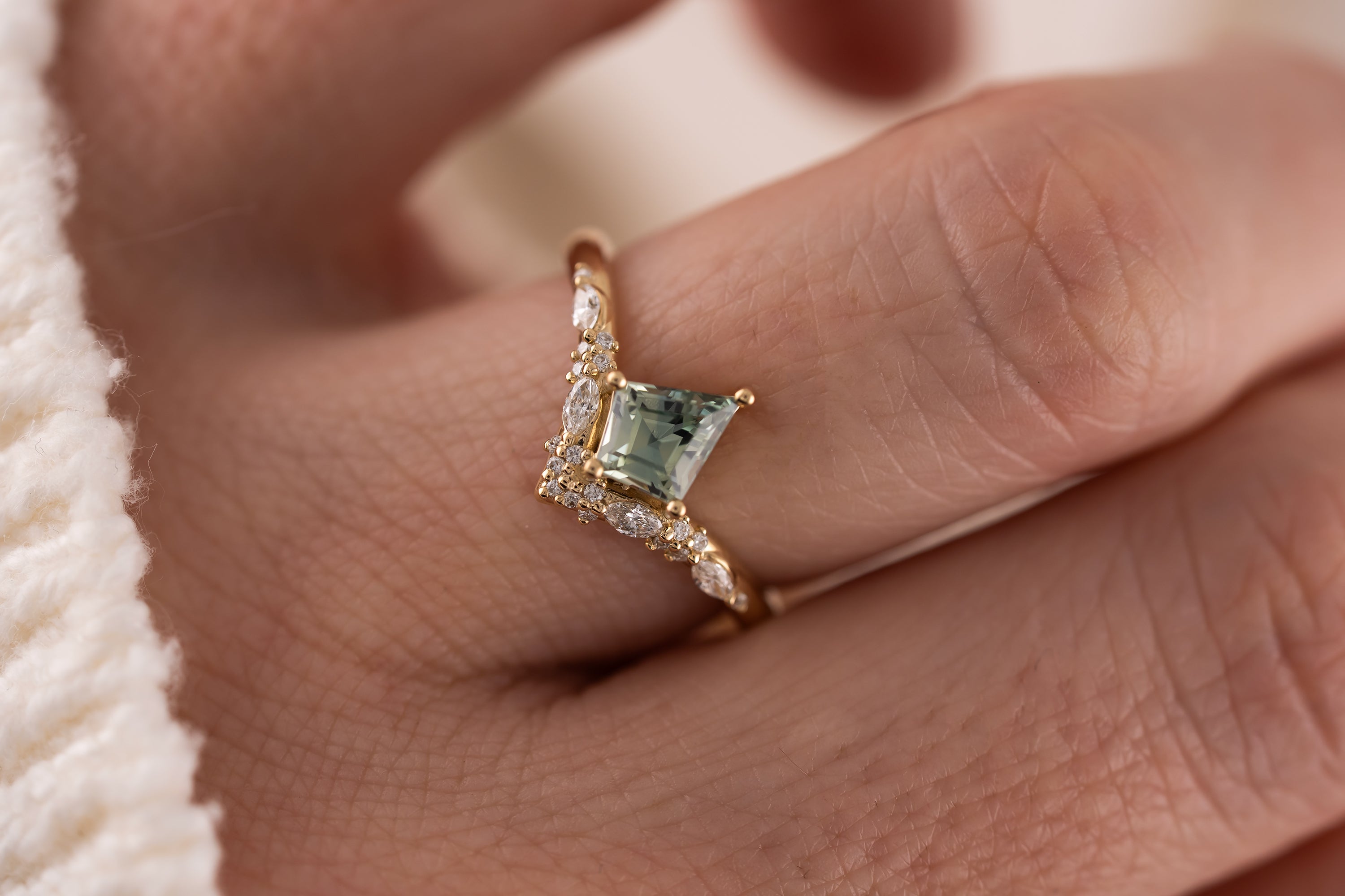 The Oracle Ring | 0.8 CT Kite Teal Sapphire - Lavender Creek Gems 