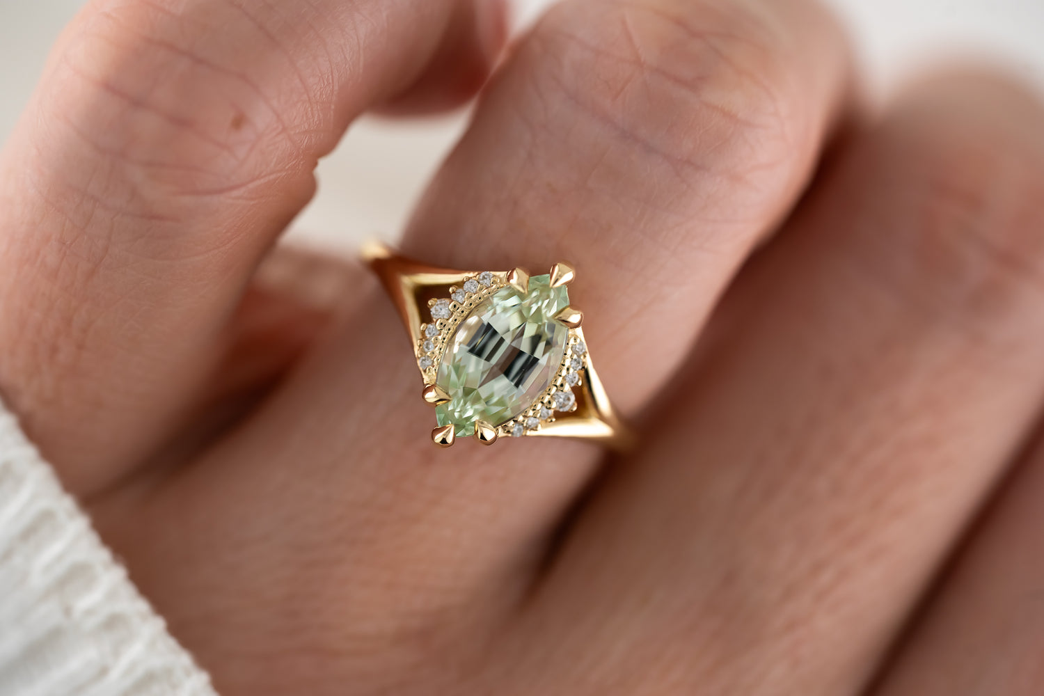 The Serendipity Ring | 2.18 CT Marquise Mint Green Tourmaline