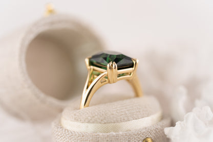 The Kismet Ring | 5.38 CT Rectangular Starbrite™ Teal Tourmaline