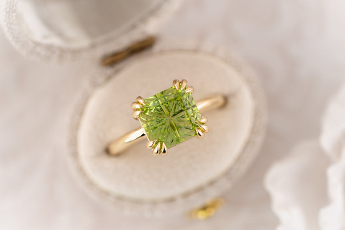 The Thalassa Ring | 4.72 CT Square Starbrite™ Cut Green Tourmaline