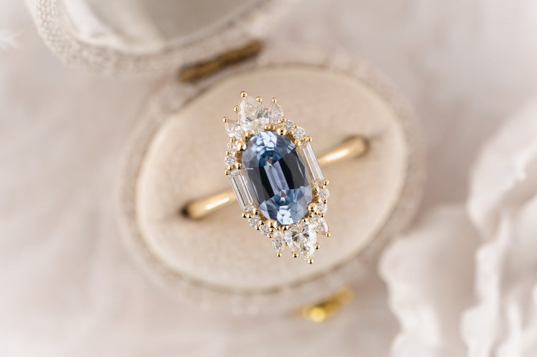 The Georgia Ring | 2.11 CT Oval Carolina Blue Sapphire