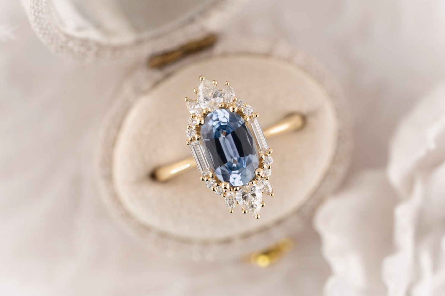 The Georgia Ring | 2.11 CT Oval Carolina Blue Sapphire
