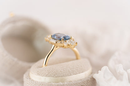 The Georgia Ring | 2.11 CT Oval Carolina Blue Sapphire