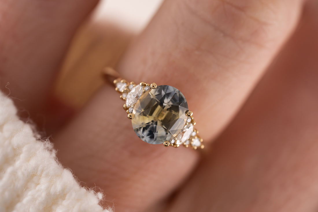 The Maeve Ring | 2.37 CT Oval Bicolor Light Blue Sapphire - Lavender Creek Gems 