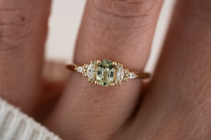 The Maeve Ring | 0.66 CT Oval Mint Green Sapphire