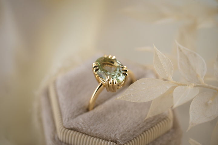 The Thalassa 3.7 CT Oval Mint Green Tourmaline Ring