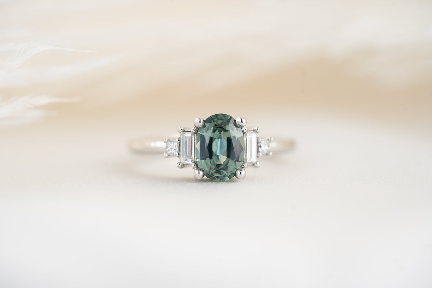 The Mira Ring | 1.2 CT Oval Teal Blue Sapphire - Lavender Creek Gems 