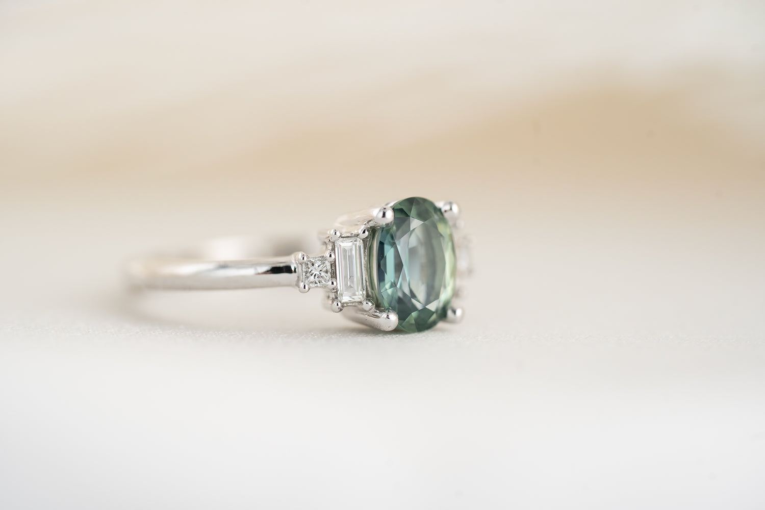 The Mira Ring | 1.2 CT Oval Teal Blue Sapphire - Lavender Creek Gems 