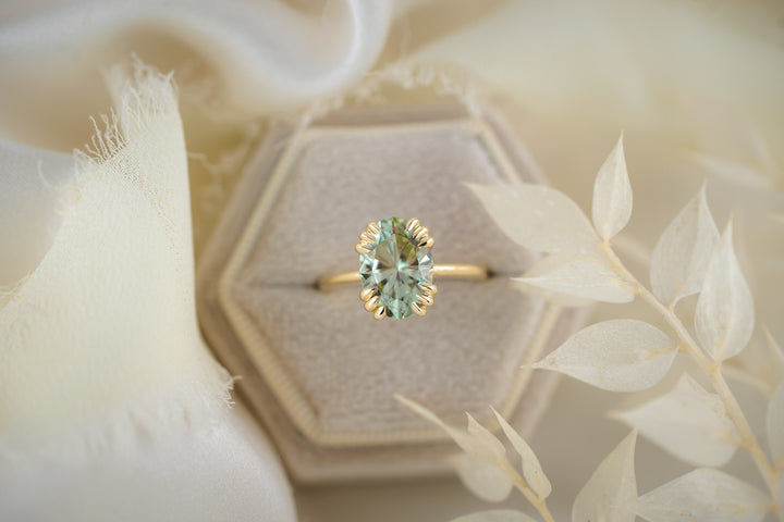 The Thalassa 3.7 CT Oval Mint Green Tourmaline Ring