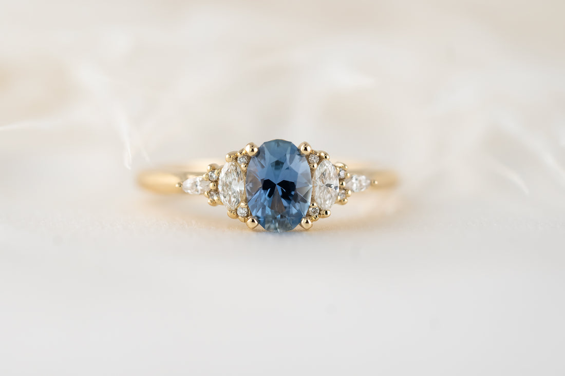 The Maeve Ring | 0.8 CT Oval Blue Sapphire - Lavender Creek Gems