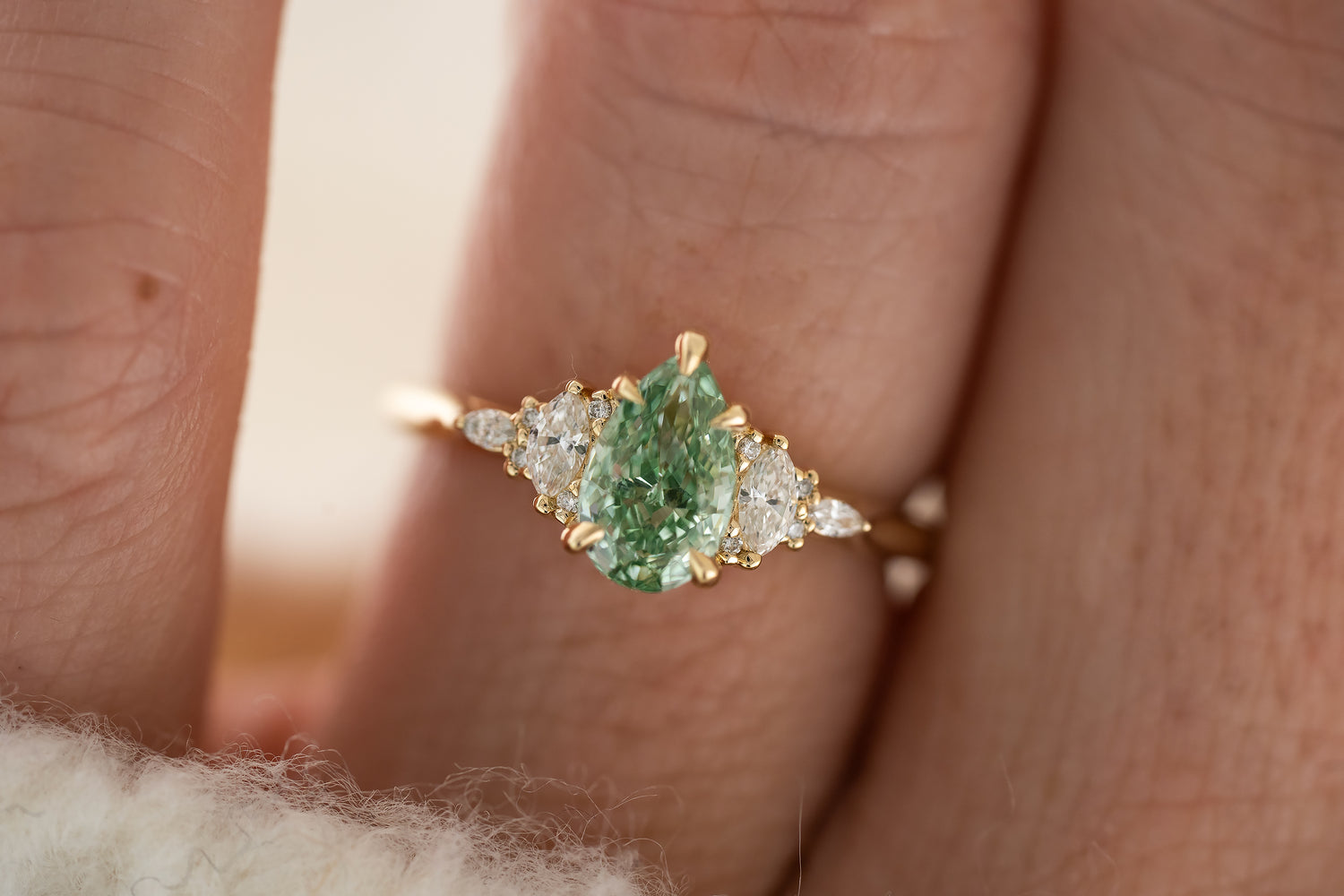 The Maeve Ring | 1 CT Pear Green Lab Diamond - Lavender Creek Gems 