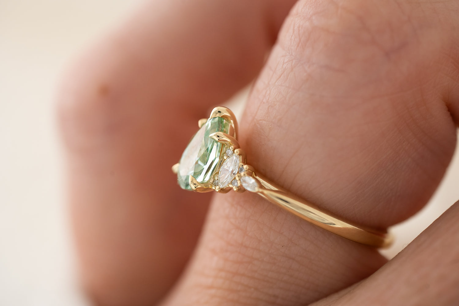 The Maeve Ring | 1 CT Pear Green Lab Diamond - Lavender Creek Gems 