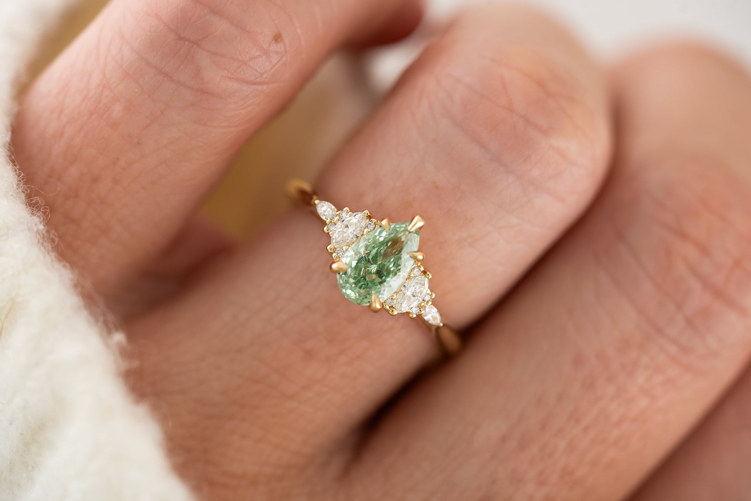 The Maeve Ring | 1 CT Pear Green Lab Diamond - Lavender Creek Gems 