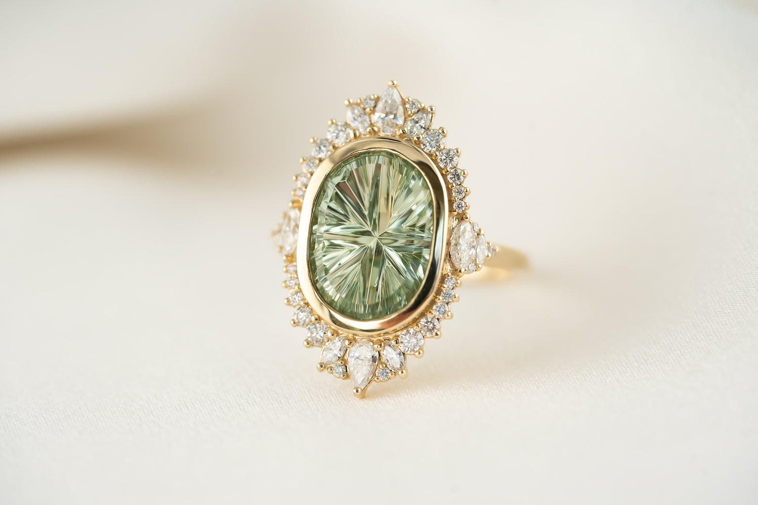 The Ethereal Ring | 4.39 CT Oval Starbrite™ Mint Green Tourmaline