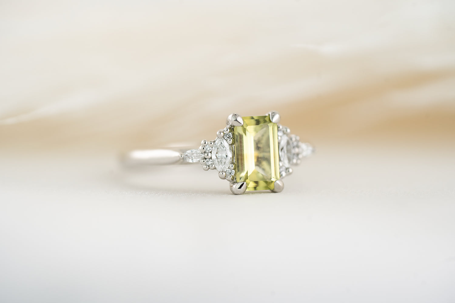 The Maeve Ring | 1 CT Emerald Cut Green Montana Sapphire - Lavender Creek Gems 