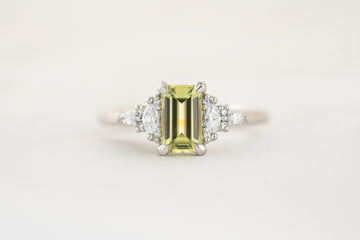 The Maeve Ring | 1 CT Emerald Cut Green Montana Sapphire - Lavender Creek Gems 