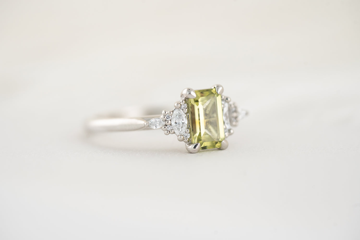 The Maeve Ring | 1 CT Emerald Cut Green Montana Sapphire - Lavender Creek Gems 
