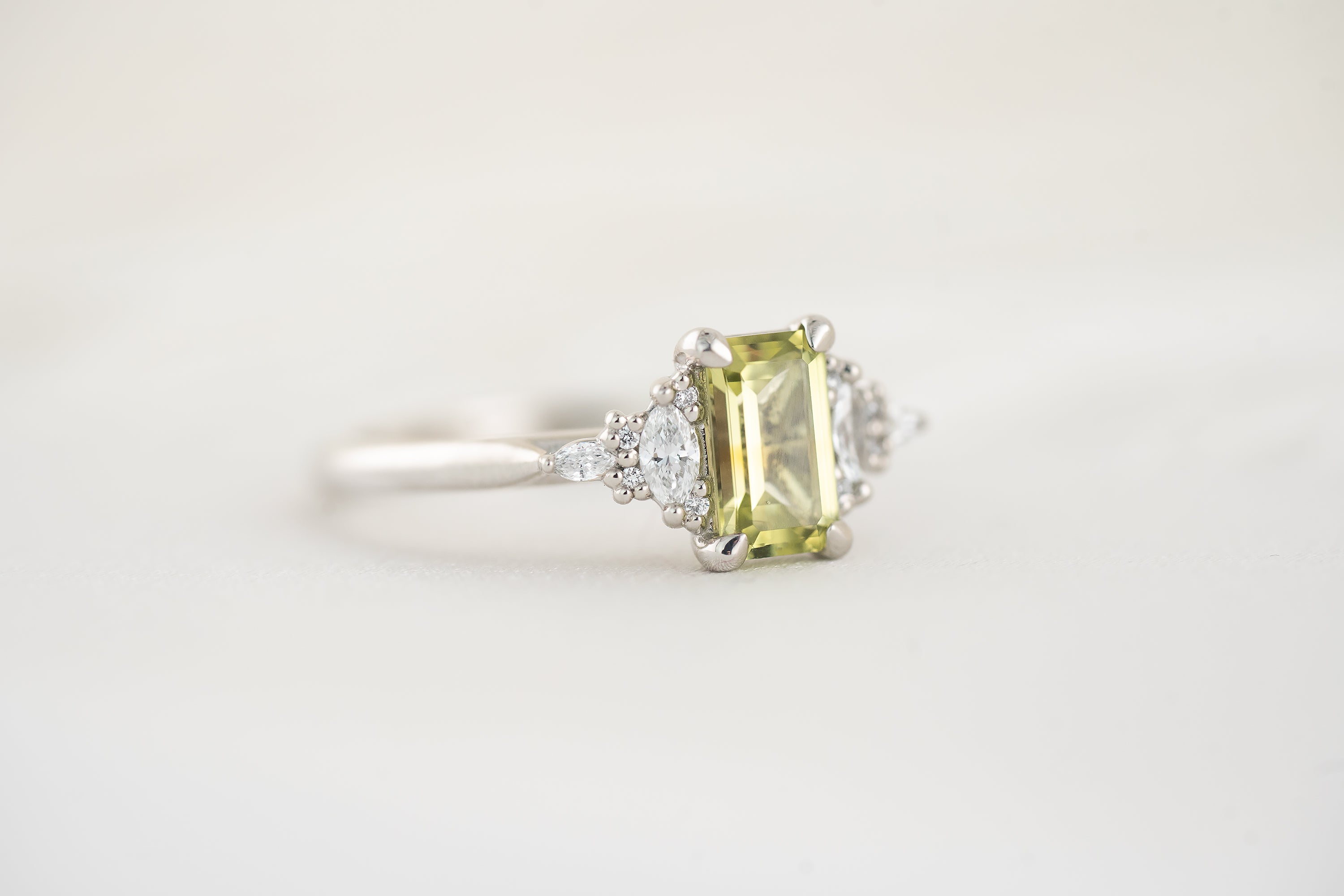 The Maeve Ring | 1 CT Emerald Cut Green Montana Sapphire - Lavender Creek Gems 