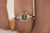 The Maeve Ring | 1 CT Emerald Cut Green Montana Sapphire - Lavender Creek Gems 