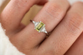 The Maeve Ring | 1 CT Emerald Cut Green Montana Sapphire - Lavender Creek Gems 