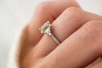 The Maeve Ring | 1 CT Emerald Cut Green Montana Sapphire - Lavender Creek Gems 