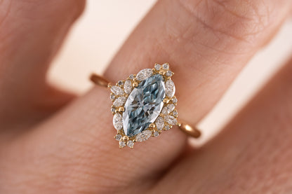 The Noemi Ring | 1.13 CT Marquise Blue Diamond - Lavender Creek Gems 