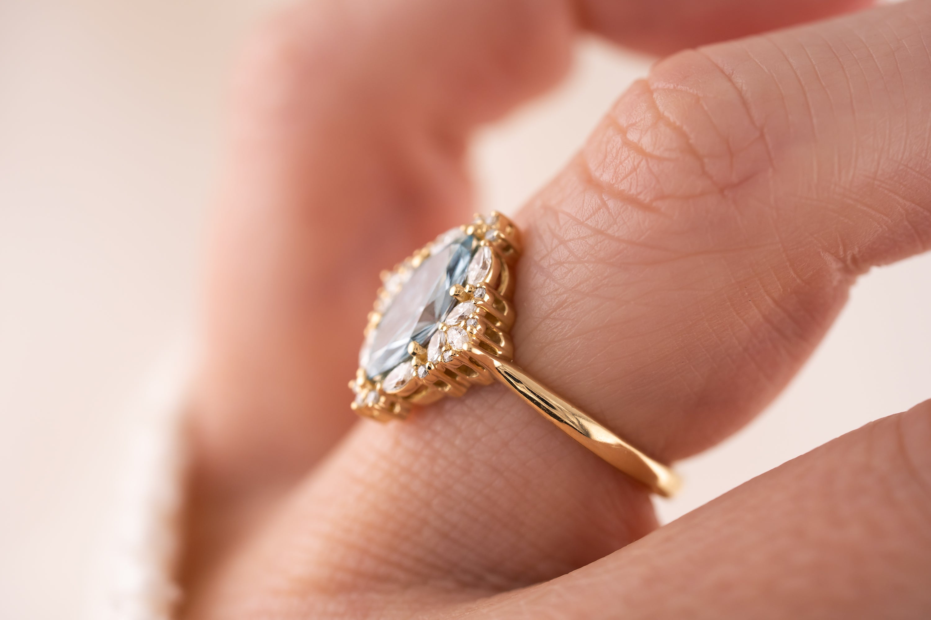 The Noemi Ring | 1.13 CT Marquise Blue Diamond - Lavender Creek Gems 