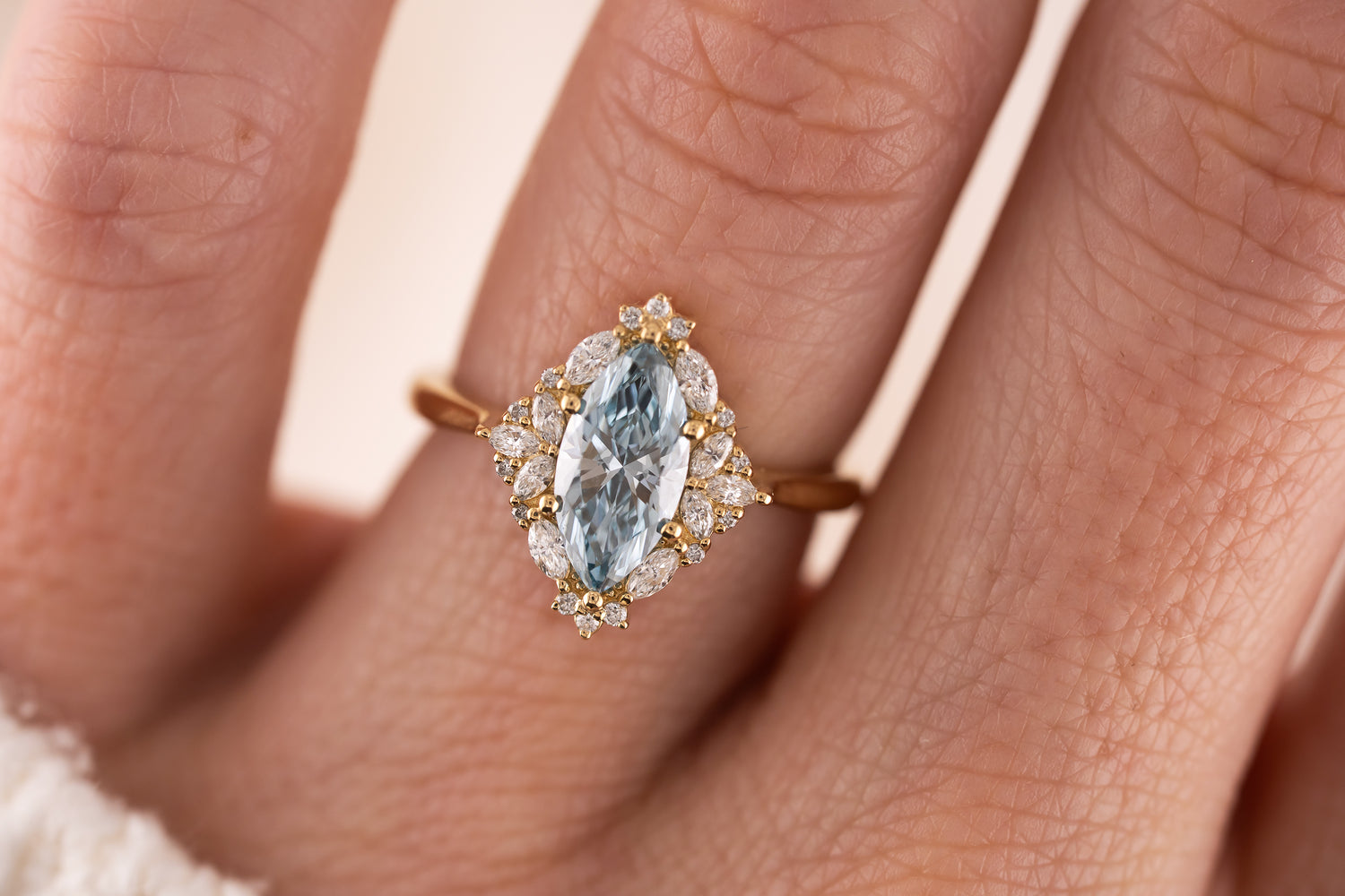 The Noemi Ring | 1.13 CT Marquise Blue Diamond - Lavender Creek Gems 