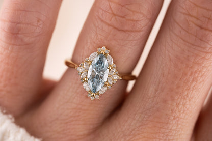 The Noemi Ring | 1.13 CT Marquise Blue Diamond - Lavender Creek Gems 