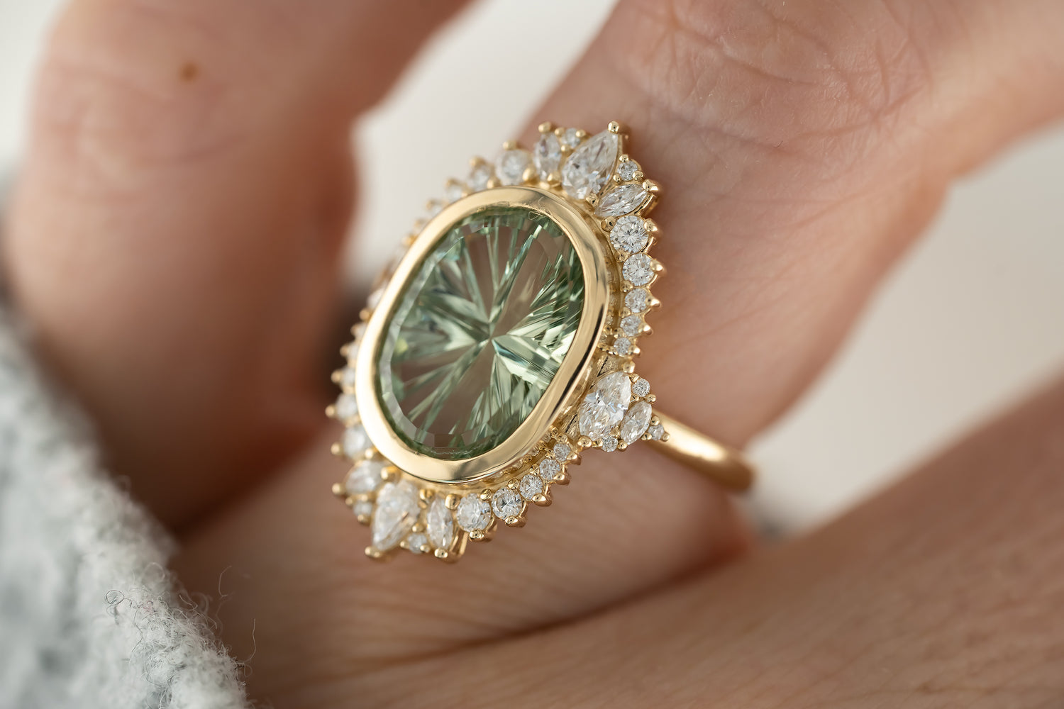 The Ethereal Ring | 4.39 CT Oval Starbrite™ Mint Green Tourmaline