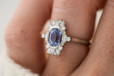 The Lace Ring | 2 CT Elongated Cushion Light Blue Sapphire - Lavender Creek Gems 