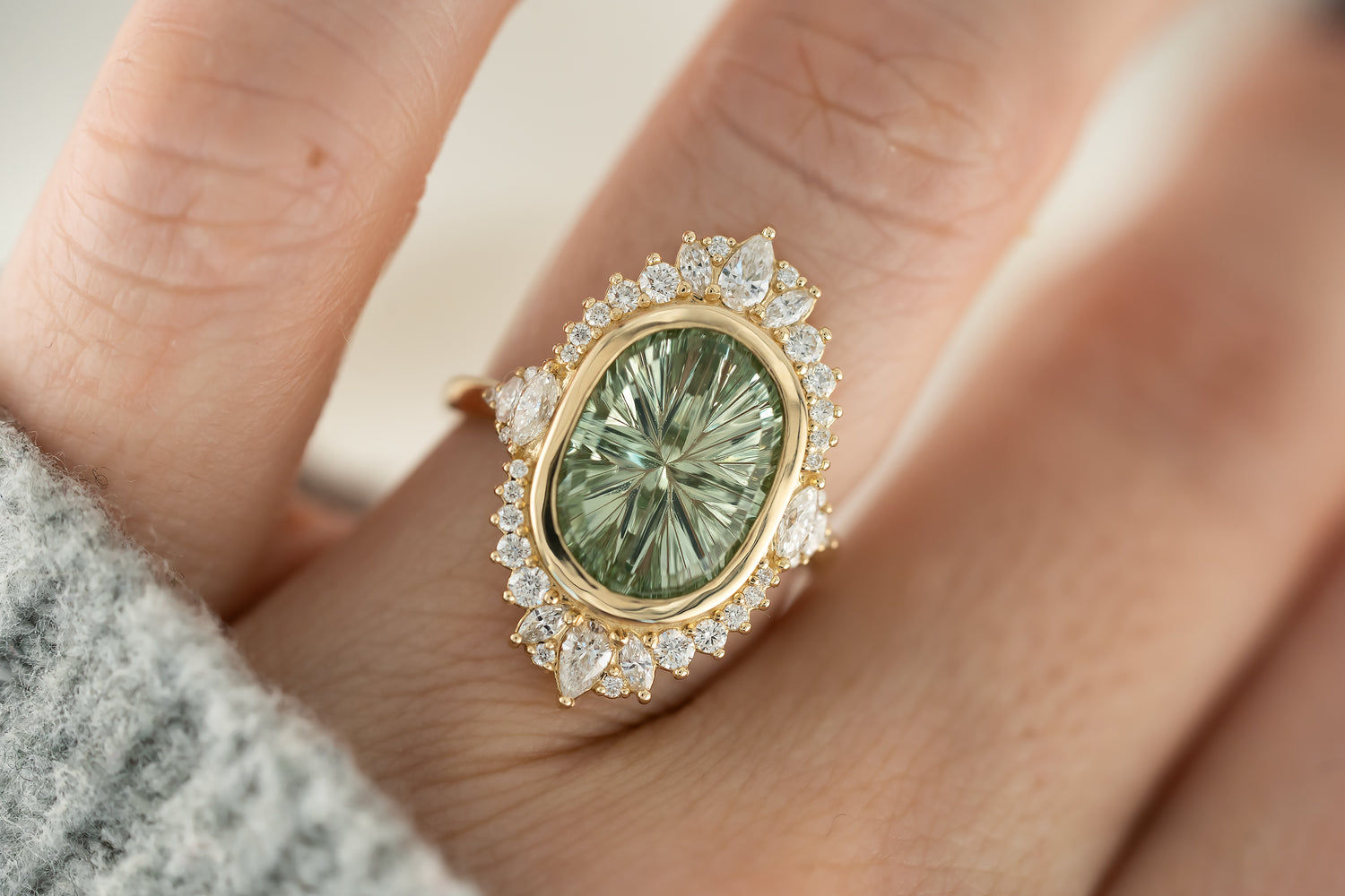 The Ethereal Ring | 4.39 CT Oval Starbrite™ Mint Green Tourmaline