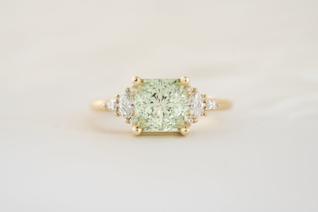 The Maeve Ring | 2.7 CT Square Starbrite™ Mint Green Tourmaline - Lavender Creek Gems