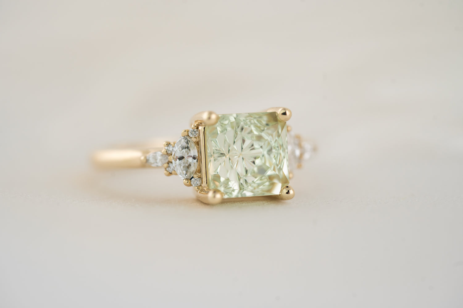 The Maeve Ring | 2.7 CT Square Starbrite™ Mint Green Tourmaline - Lavender Creek Gems 