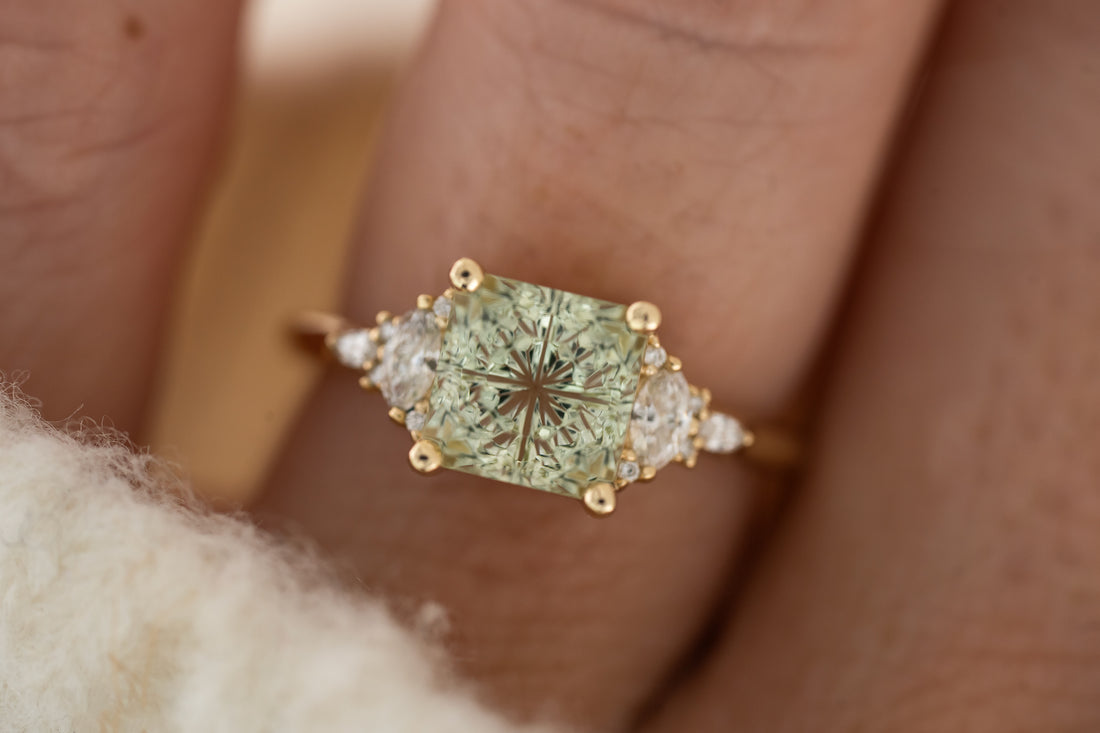 The Maeve Ring | 2.7 CT Square Starbrite™ Mint Green Tourmaline - Lavender Creek Gems 