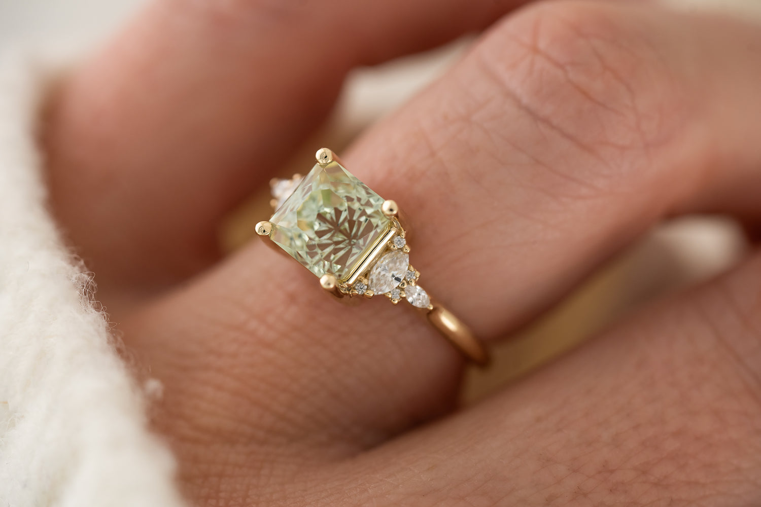 The Maeve Ring | 2.7 CT Square Starbrite™ Mint Green Tourmaline - Lavender Creek Gems 