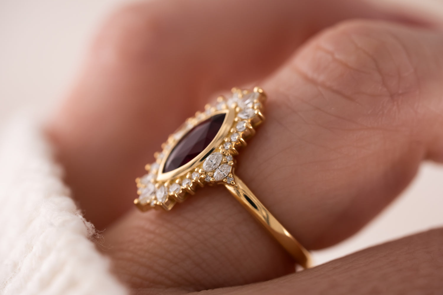 The Ethereal Ring | 1.1 CT Marquise Ruby - Lavender Creek Gems 