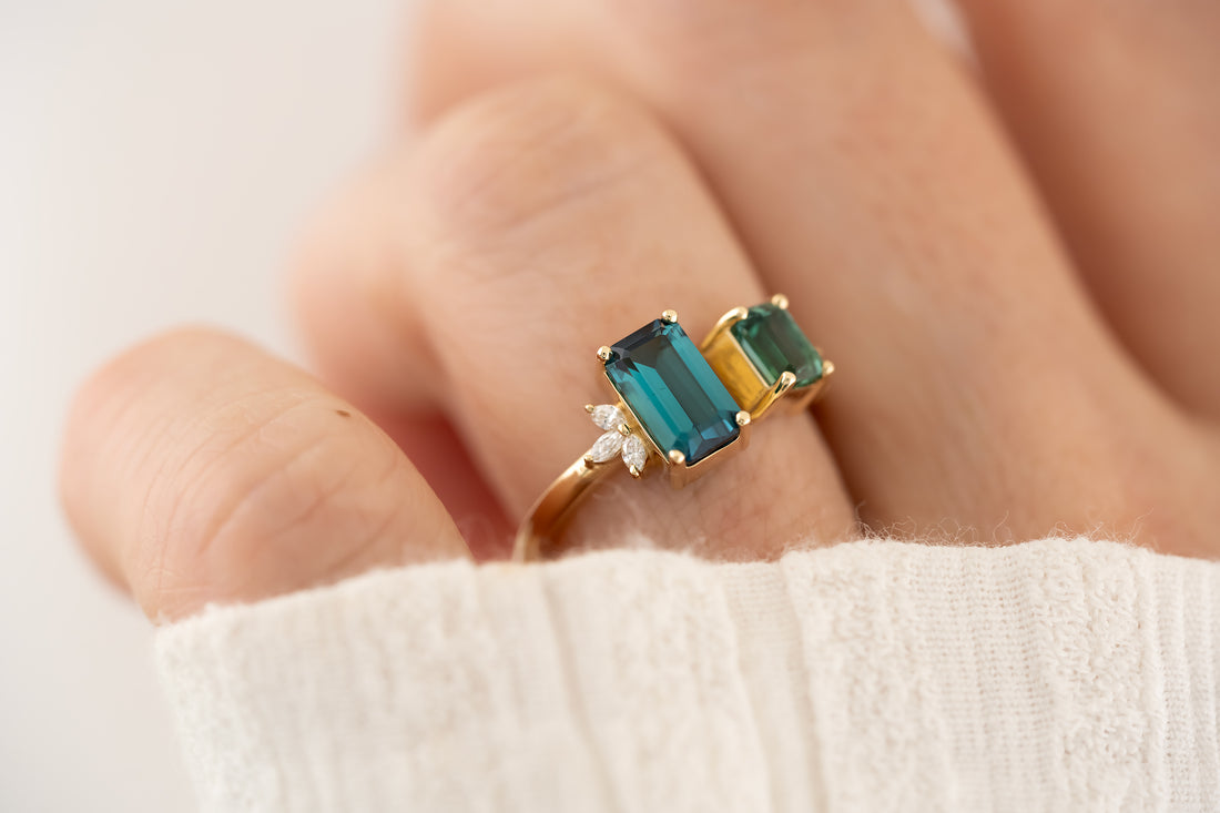 The Tula Blue + Green Tourmaline Ring - Lavender Creek Gems 