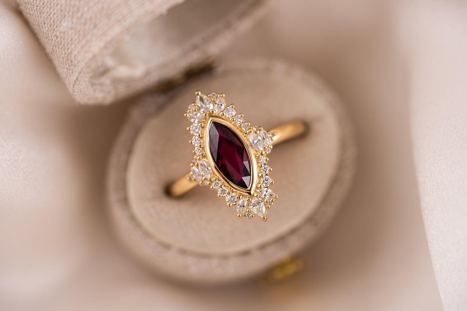 The Ethereal Ring | 1.1 CT Marquise Ruby - Lavender Creek Gems 