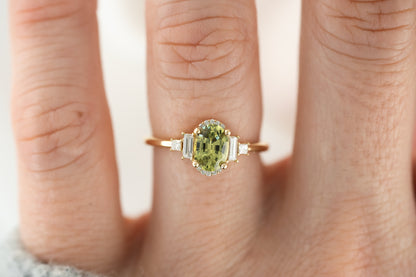 The Sura Ring | 1.11 CT Oval Green Sapphire